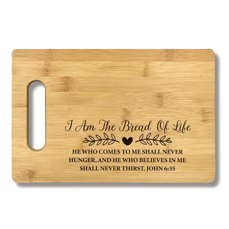 FONDCANYON Christian Gifts For Women, I Am the Bread of Life Christian Scripture Kitchen Sign Bamboo Cutting Board Decor, Christian Religious Scripture Kitchen Cutting Boards Gifts For Women - Image 1