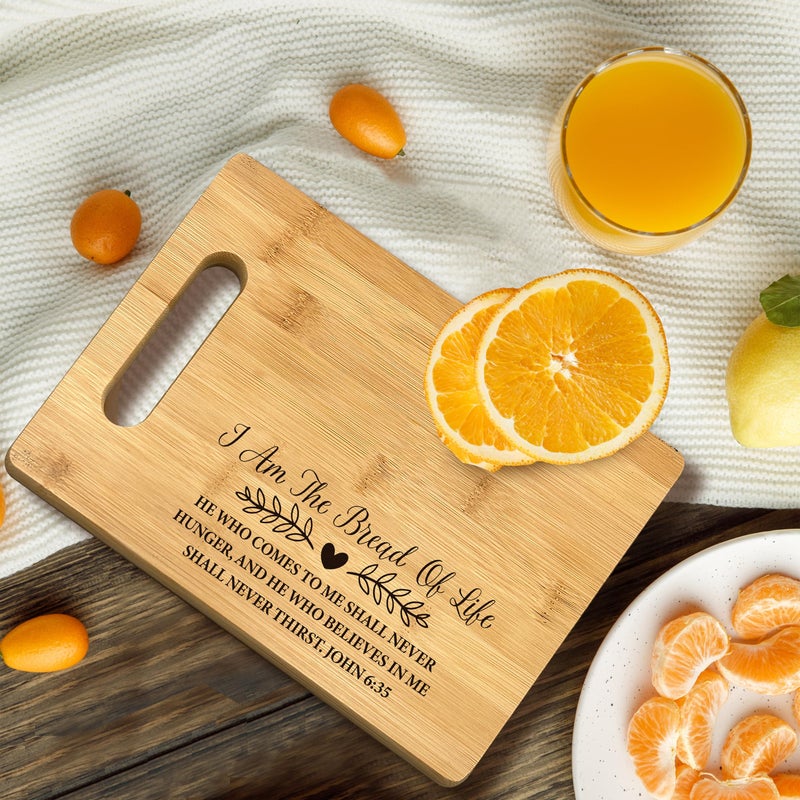 FONDCANYON Christian Gifts For Women, I Am the Bread of Life Christian Scripture Kitchen Sign Bamboo Cutting Board Decor, Christian Religious Scripture Kitchen Cutting Boards Gifts For Women - Image 4