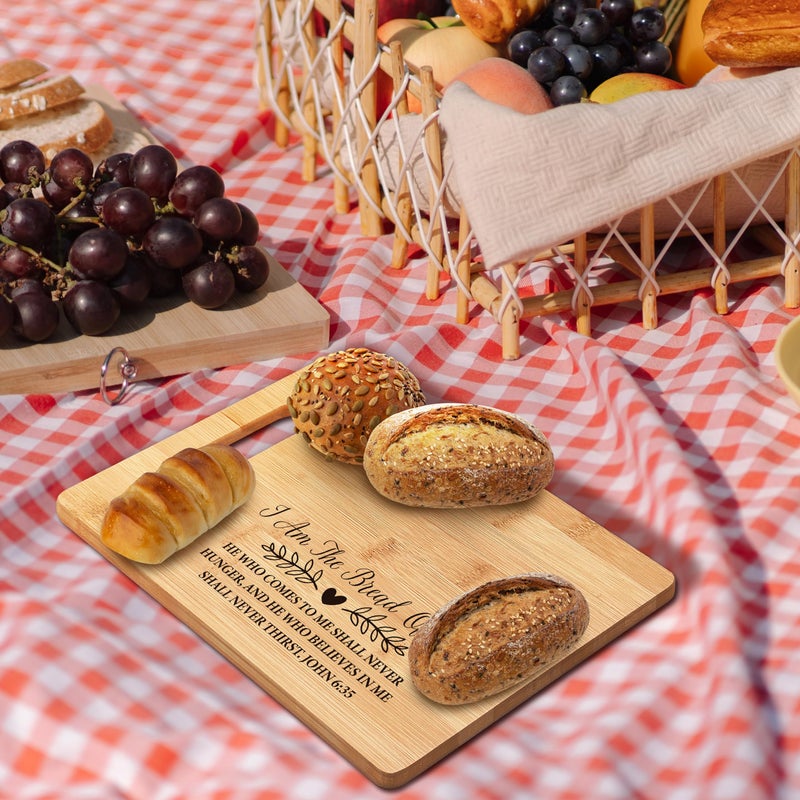 FONDCANYON Christian Gifts For Women, I Am the Bread of Life Christian Scripture Kitchen Sign Bamboo Cutting Board Decor, Christian Religious Scripture Kitchen Cutting Boards Gifts For Women - Image 3