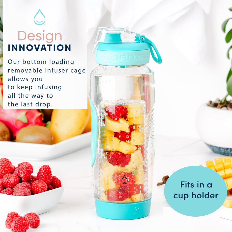 Infusion Pro 32 oz Fruit Infuser Water Bottle with Insulated Sleeve & 50 Recipe Infused Water eBook : Bottom Loading, Large Water Infuser for More Flavor : Unique Gift Idea - Image 3