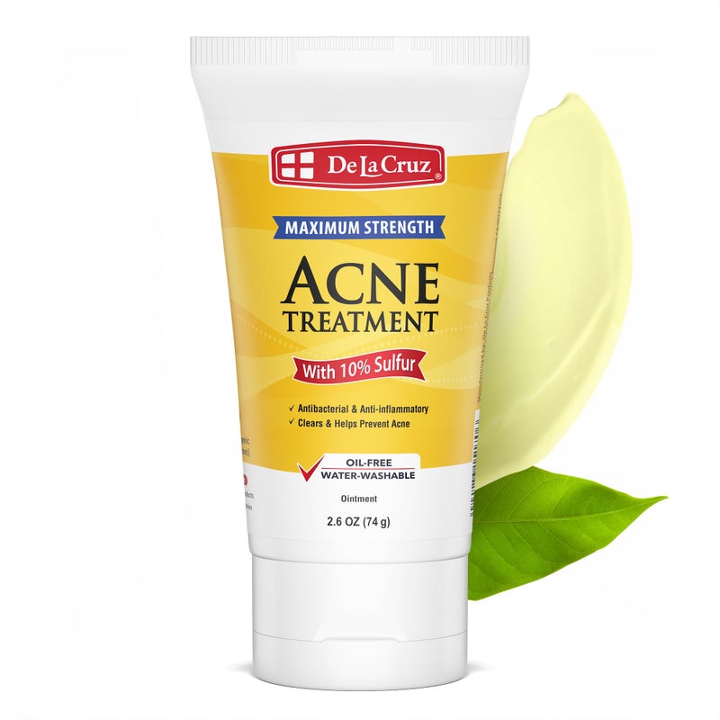 De La Cruz De La Cruz Sulfur Ointment - Cystic Acne Treatment for Face and Body - Daily 10 Min Spot Treatment Mask - Safe and Effective Game Changing Hormonal Acne Treatment that Clears Up Pimples - 2.6 OZ Tube  - Image 1