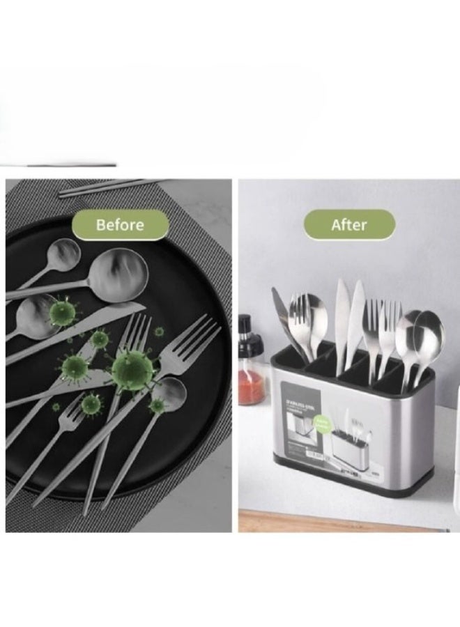 4-compartment spoon strainer with a plastic base for draining water - Image 3