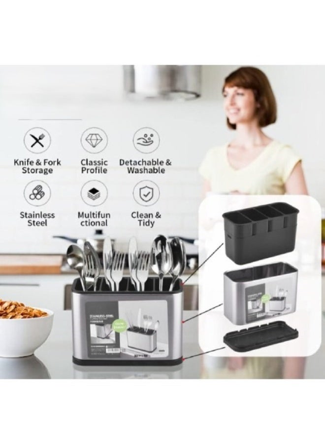 4-compartment spoon strainer with a plastic base for draining water - Image 2