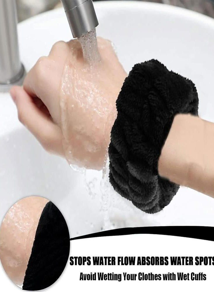 أوزيغالور عصابات الرأس الإسفنج للماء عصابات الرأس سبا ، الأساور ثلاث قطع مجموعات أزياء للماكياج ، الاستحمام غسول الوجه العناية بالبشرة ، أسود - Image 4