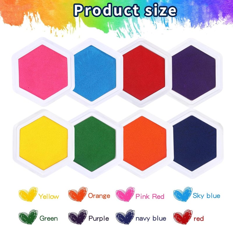 MoloTAR Craft Large Ink Pad Stamps Partner DIY Color,8 Colors Hexagon Rainbow Finger Ink pad for Kids - Image 3