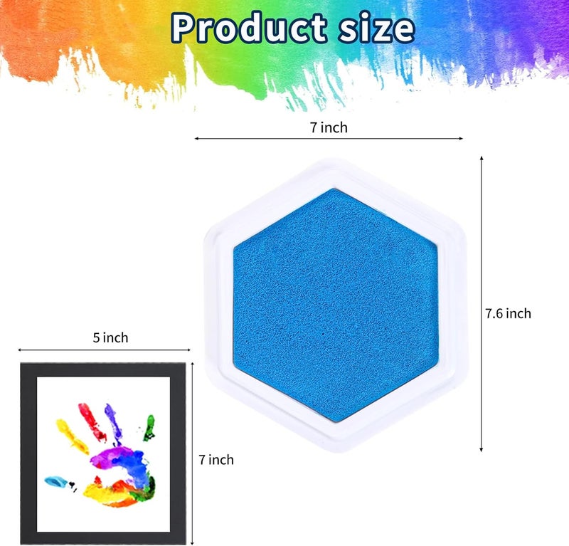 MoloTAR Craft Large Ink Pad Stamps Partner DIY Color,8 Colors Hexagon Rainbow Finger Ink pad for Kids - Image 2