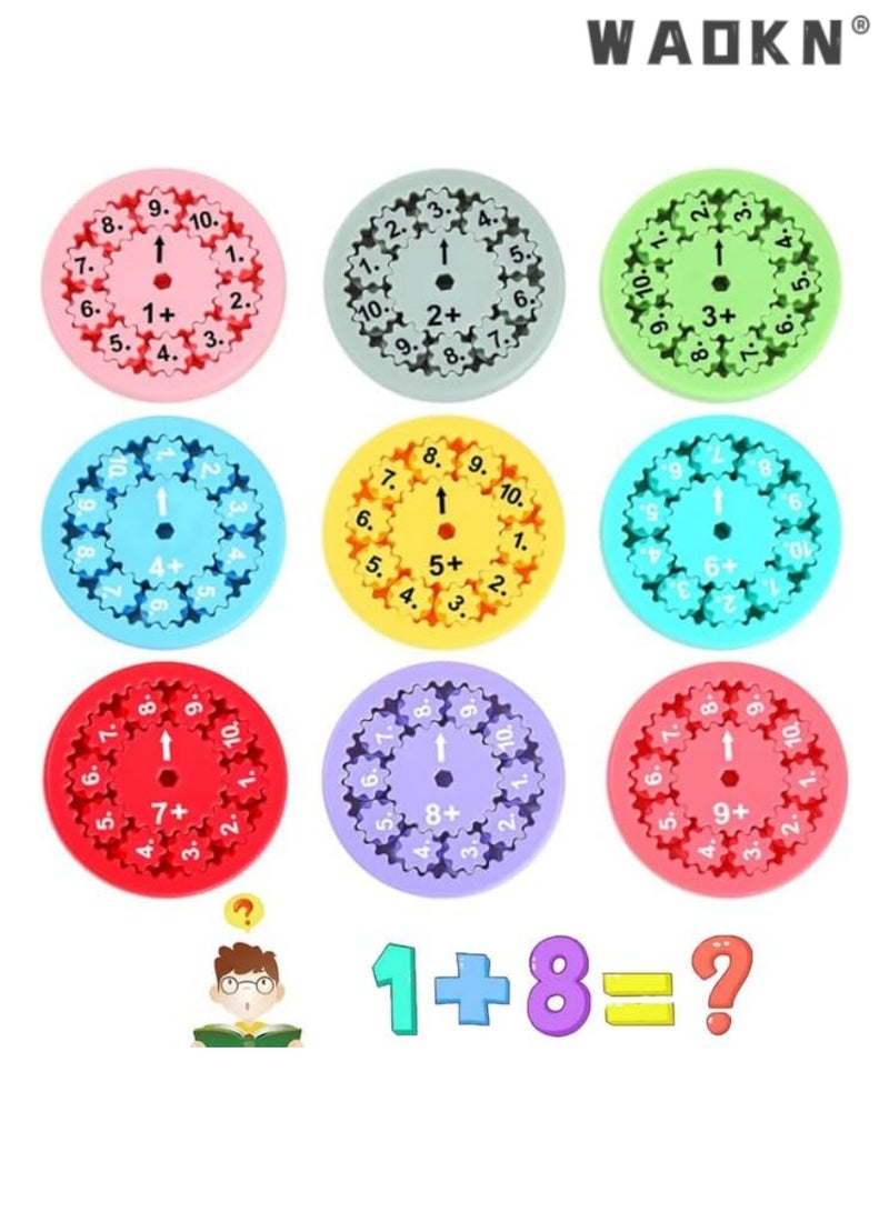 WAOKN Math Spinner Fidget Toys, Set of 9 Colorful Math Fact Spinners, Educational Number Game for Kids, Interactive Learning Tool for Addition and Subtraction, Stress-Relieving Fidget Spinner  - Image 3