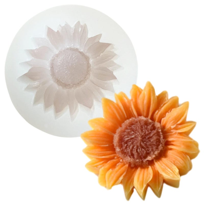 SOFTCREATO 3D Sunflower Candle Silicone Mold Daisy Chrysanthemum Flower Molds for Candle Making I for Handmade Flower Bouquet Soap Aromatherapy Fondant Resin Art and Craft Chocolate Cake Polymer Clay Candle Topper Mould - B (Pack of 1) - Image 1