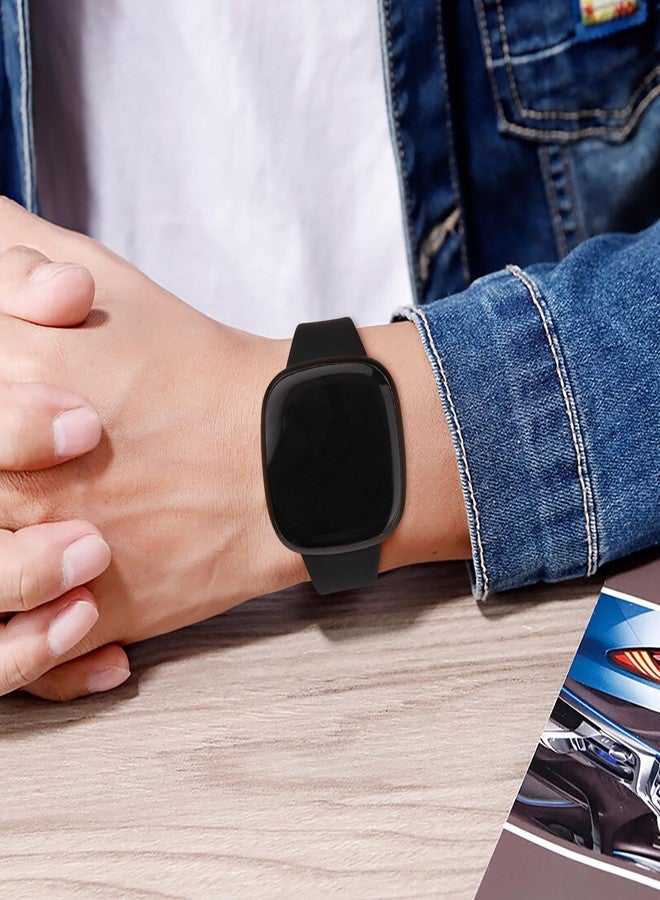 Vanjua Slim Band Compatible with Fitbit Sense 2 / Sense Bands, Fitbit Versa 4 / Versa 3 Bands Women, Soft Silicone Replacement Strap for Fitbit Sense 2 / Versa 4 Smart Watch (Black) - Image 5