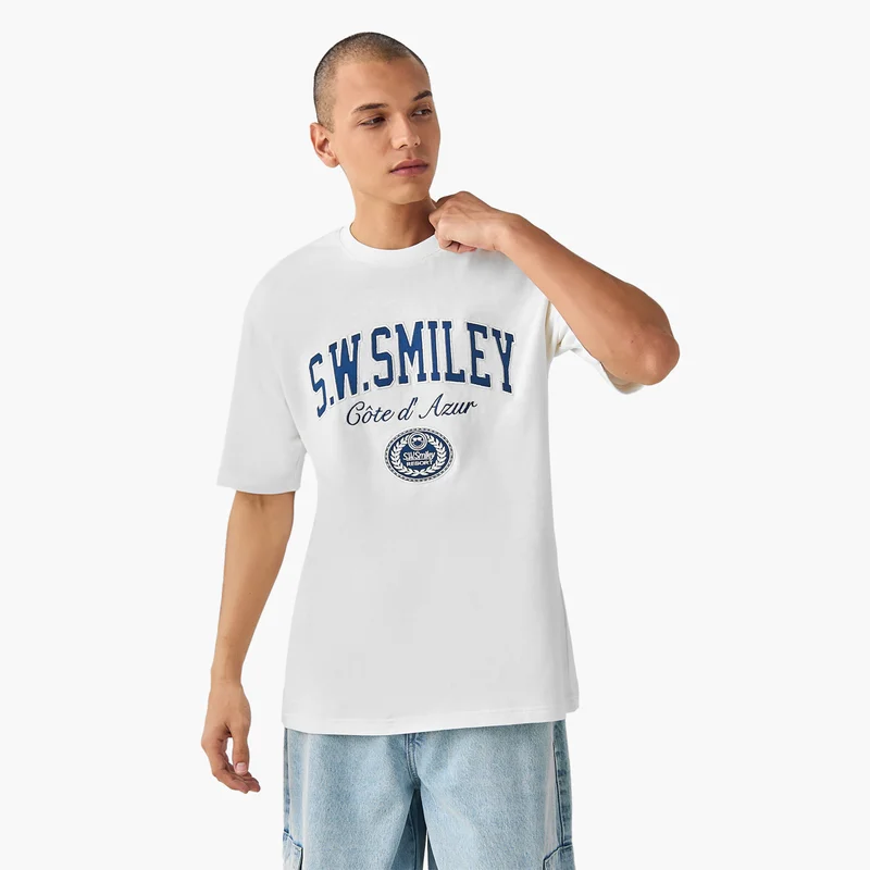 اس بي كاركترز Printed Crew Neck T-shirt with Short Sleeves