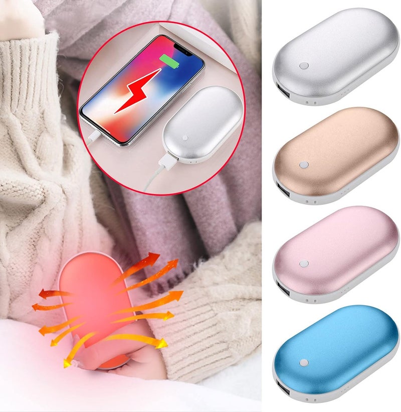 ويوبلز مدفأة يدوية قابلة لإعادة الشحن، مدفأة يدوية قابلة لإعادة الاستخدام عبر منفذ USB، بنك طاقة 5000 مللي أمبير، مدفأة يدوية كهربائية محمولة سريعة التسخين، تصل درجة حرارتها إلى 50 درجة مئوية، بنك طاقة محمول، هدية شتوية مثالية للنساء والرجال (أزرق) - Image 2