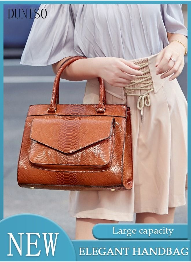 DUNISO - Womens Elegant Purses and Handbags Shoulder Bag Large Capacity Ladies Designer Satchel Messenger Tote Bag Crossbody Bag for Ladies Brown - Image 1