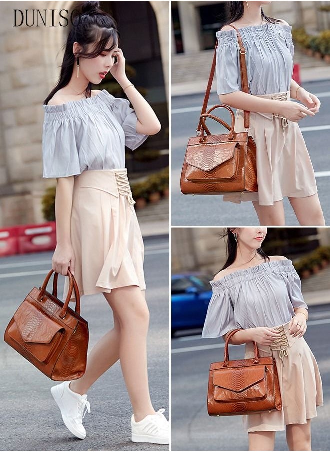 DUNISO - Womens Elegant Purses and Handbags Shoulder Bag Large Capacity Ladies Designer Satchel Messenger Tote Bag Crossbody Bag for Ladies Brown - Image 1