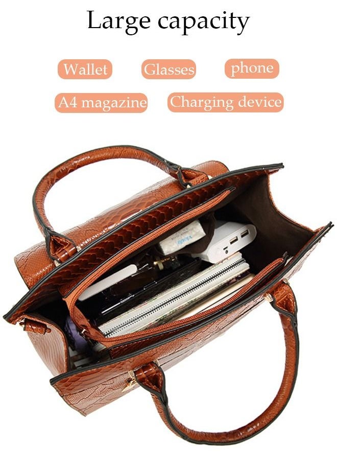 DUNISO - Womens Elegant Purses and Handbags Shoulder Bag Large Capacity Ladies Designer Satchel Messenger Tote Bag Crossbody Bag for Ladies Brown - Image 1
