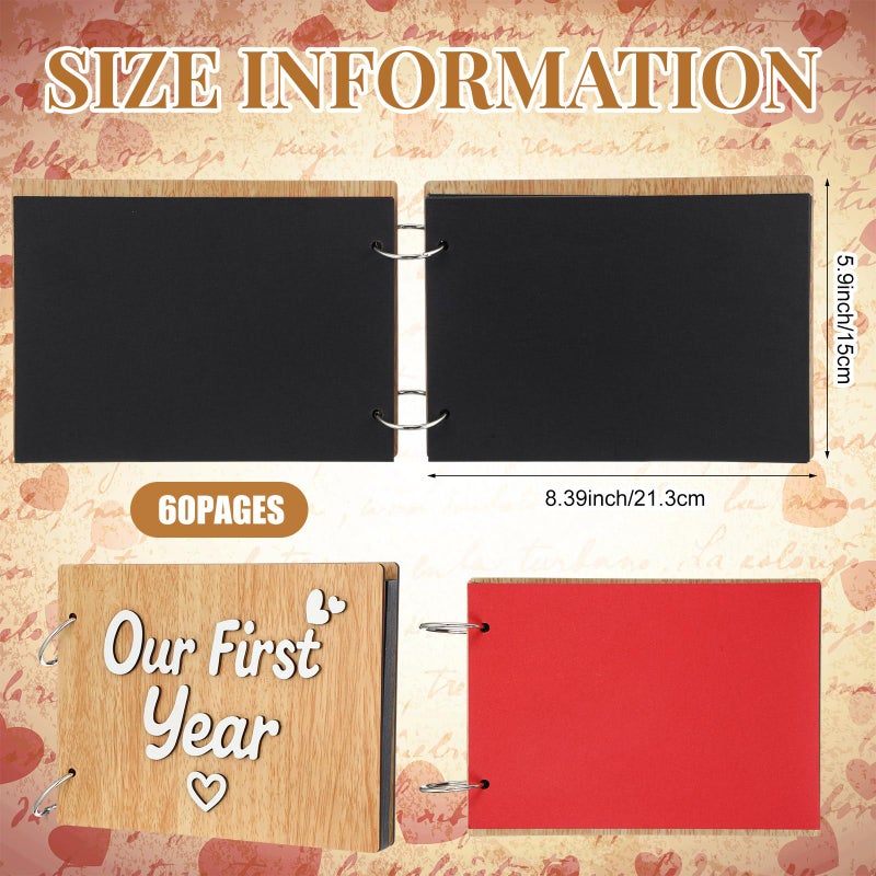 Cinnvoice Our First Year Scrapbook, 1-Year Down Photo Album for Couples Handmade DIY Memory Notebook Family Photo Album for Couples Husband Wife Memory Book(Our First Year-white) - Image 2