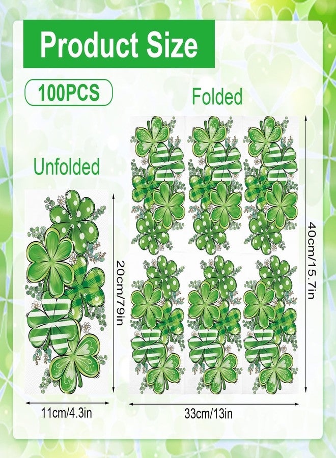 IANFEPH 100PCS St. Patrick's Day Paper Napkins 3 Ply Disposable Hand Towels for Bathroom Shamrock Guest Napkins Green Lucky Clover Dinner Napkins for Spring Holiday Dinner Saint Patrick Party Supplies - Image 2