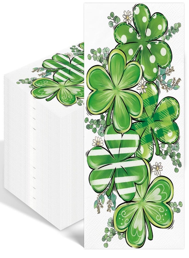 IANFEPH 100PCS St. Patrick's Day Paper Napkins 3 Ply Disposable Hand Towels for Bathroom Shamrock Guest Napkins Green Lucky Clover Dinner Napkins for Spring Holiday Dinner Saint Patrick Party Supplies - Image 1