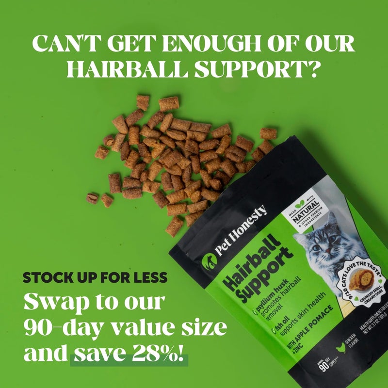 Pet Honesty Cat Hairball Support Crunchy & Creamy Chews, Hairball Remedy Treats, Cat Furball Treatment, Supports Skin & Coat, Vitamins for Digestion, Chicken (30-Day Supply) - Image 4