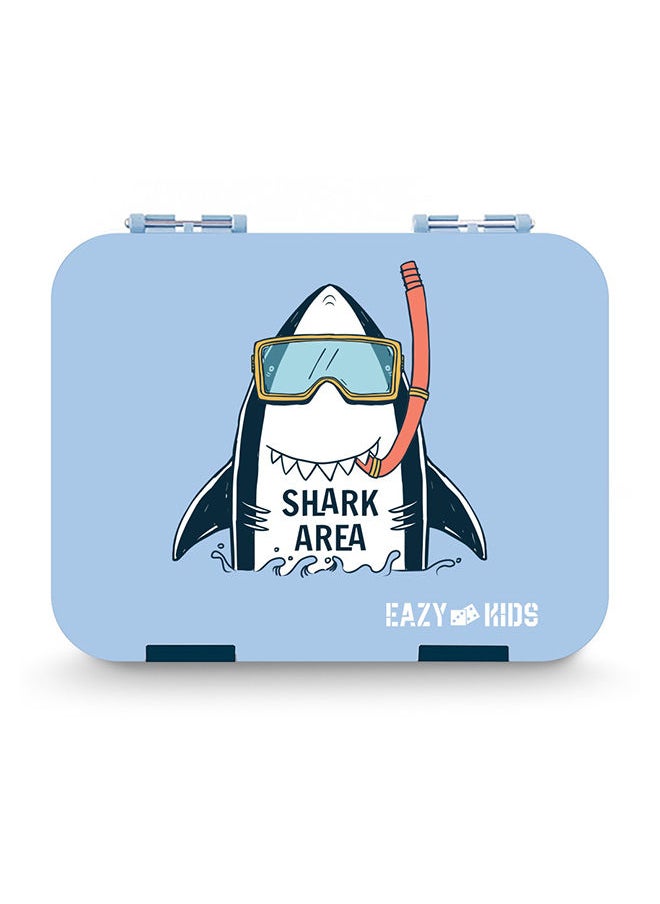 Eazy Kids 4 Compartment Bento Lunch Box With Sandwich Cutter Set - Shark Blue  - Image 2