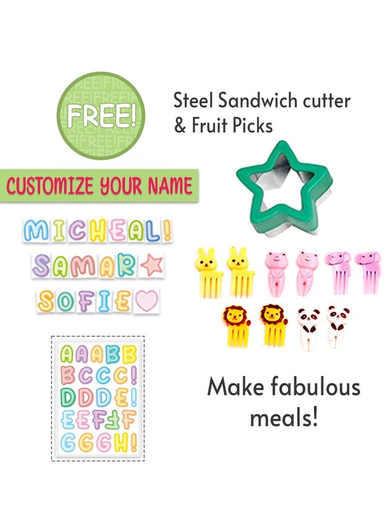 Eazy Kids 4 Compartment Bento Lunch Box With Sandwich Cutter Set - Shark Blue  - Image 4