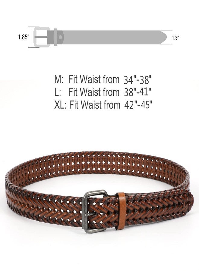 وير فور يو حزام رجالي من الجلد المضفر من WERFORU، حزام منسوج من جلد البقر للجينز بعرض 1.3 بوصة مع مشبك شوكي، بني برتقالي، يناسب مقاسات البناطيل من 34 إلى 38 بوصة - Image 5