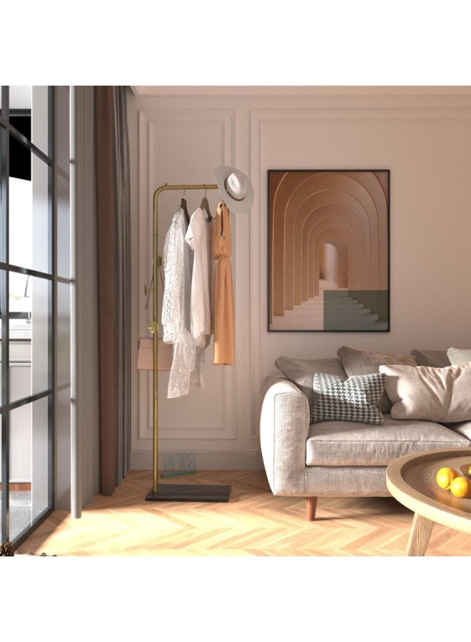 Old_Feller Modern Metal Coat Rack Freestanding ,Coat Stand With 3 Hooks,Perfect for Bedroom, Living Room, Office & Dining. Easy to Clean, Stylish & Durable, Gold&Black - Image 2