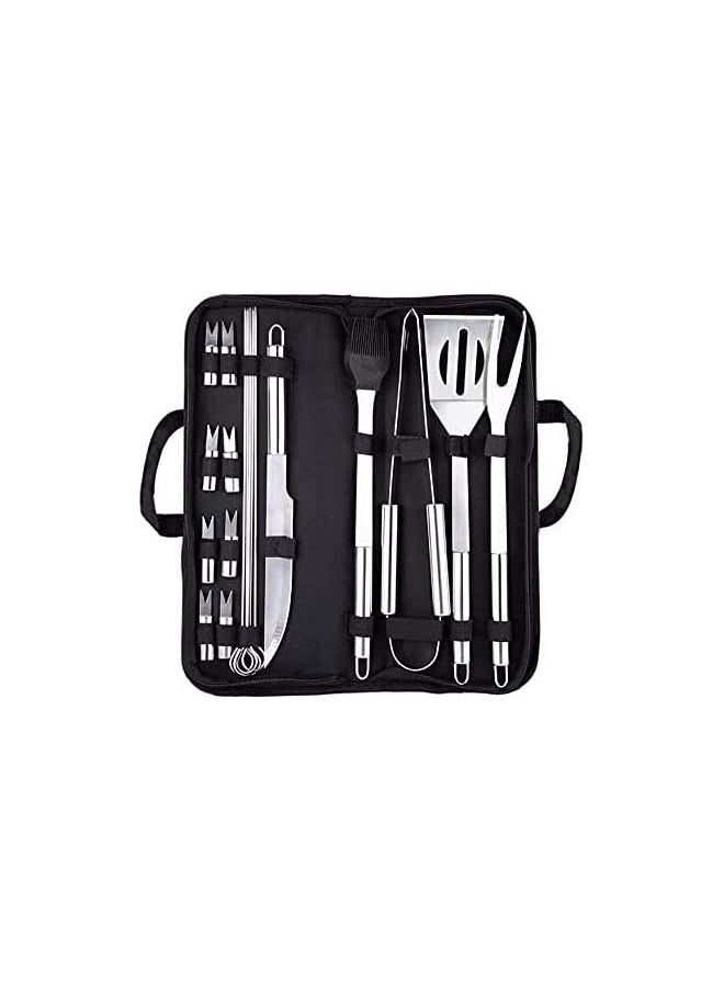 Gulfdealz Bbq Accessories Grill Tools Set, Pemium Barbecue Grill Utensils Set In Aluminum Case Outdoor Barbecue Grilling Kit For Camping Party And Picnic Stainless Steel Silver (16 Pack)  - Image 1