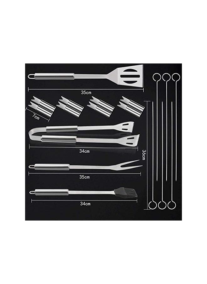 Gulfdealz Bbq Accessories Grill Tools Set, Pemium Barbecue Grill Utensils Set In Aluminum Case Outdoor Barbecue Grilling Kit For Camping Party And Picnic Stainless Steel Silver (16 Pack)  - Image 3