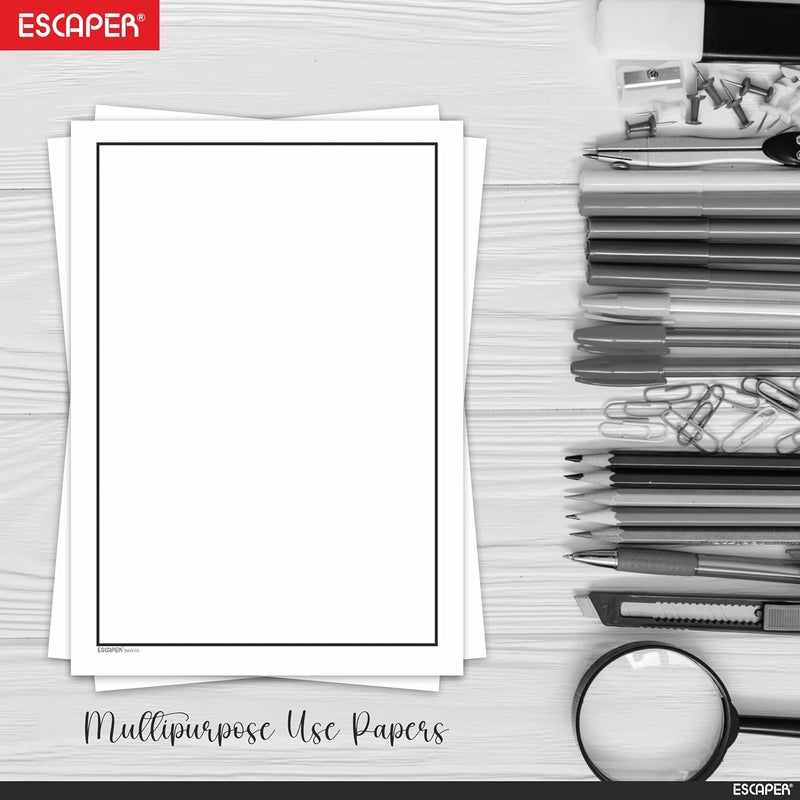 ESCAPER أوراق A4 ذات حافة أنيقة بسيطة، 90 جرام ورق أبيض، ورق بتصميم حافة غير مخطط بحجم A4، مناسب للطابعات، مثالي للشهادات، الحرف، الرسائل والمشاريع - Image 5