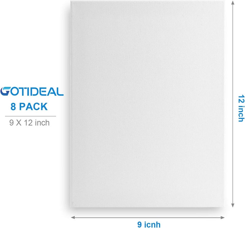 GOTIDEAL Canvases for Painting, 9x12 inch of 8, Professional Primed White Blank Flat Canvas Panels- 100% Cotton Artist Canvas Boards for Acrylics Painting, Oil Watercolor Tempera - Image 3