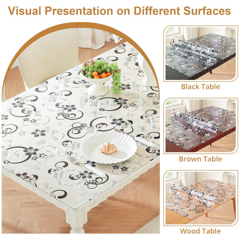 LovePads Floral Table Protector 36 x 60 Inch, 2mm Thick Plastic Table Cover, Waterproof Vinyl Tablecloth Rectangular Desk Protector Mat for Kitchen, Dining Room & Coffee Tabletop - Image 5