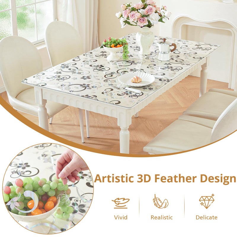 LovePads Floral Table Protector 36 x 60 Inch, 2mm Thick Plastic Table Cover, Waterproof Vinyl Tablecloth Rectangular Desk Protector Mat for Kitchen, Dining Room & Coffee Tabletop - Image 2