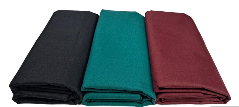MAMRAJ Men's Premium Unstitched Cotton Blend || 2.5m || Fabric for Shirt ( Formal, Casual Wear.) Set of 3 Shirt (Maroon, Sea Green, Black), Solid - Image 1