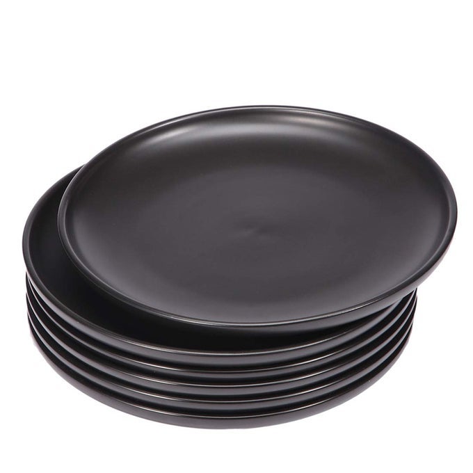 MATTE BLACK PORCELAIN DINNER PLATE 10INCH LARGE ELEGANT ROUND SERVING PLATE SET PERFECT FOR STEAK PASTA DESSERT AND SALAD SET OF 6