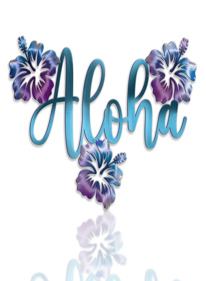 Bnesi Aloha Metal Wall Art Hawaiian Hibiscus Decor Hawaii Wall Art with Hibiscus Flowers Unique Aloha Sign for Beach Themed Home Bathroom Patio Ideal Art Gift for Home Aesthetics (Classic) - Image 1