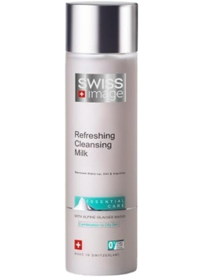 Swiss Image Refreshing Cleansing Milk 200 ml | Non-Greasy, Gentle Facial Cleanser & Makeup Remover | Cleanses, Brightens, Balances Oil & Removes Impurities | Combination to Oily Skin | Swiss Made