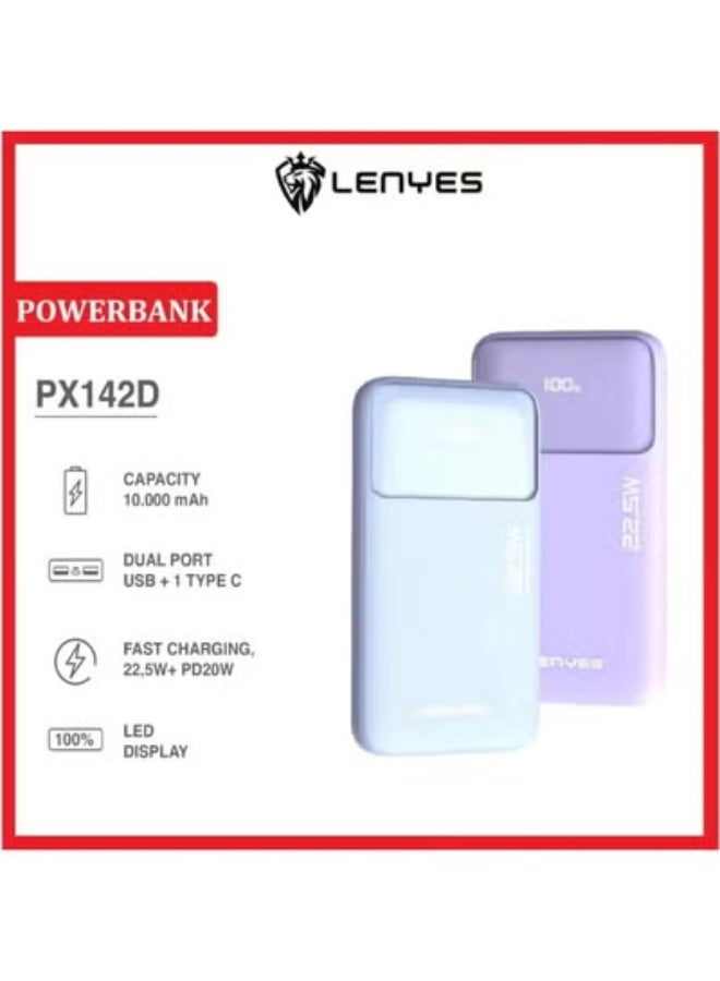 Lenyes Fast Charging 10000mAh Power Bank with Built-in USB-C & Lightning Cables, 22.5W Portable Battery Charger, Digital Display, Black - Image 3