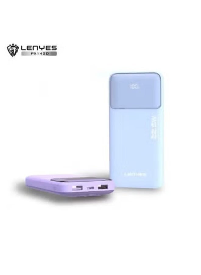 Lenyes Fast Charging 10000mAh Power Bank with Built-in USB-C & Lightning Cables, 22.5W Portable Battery Charger, Digital Display, Black - Image 1