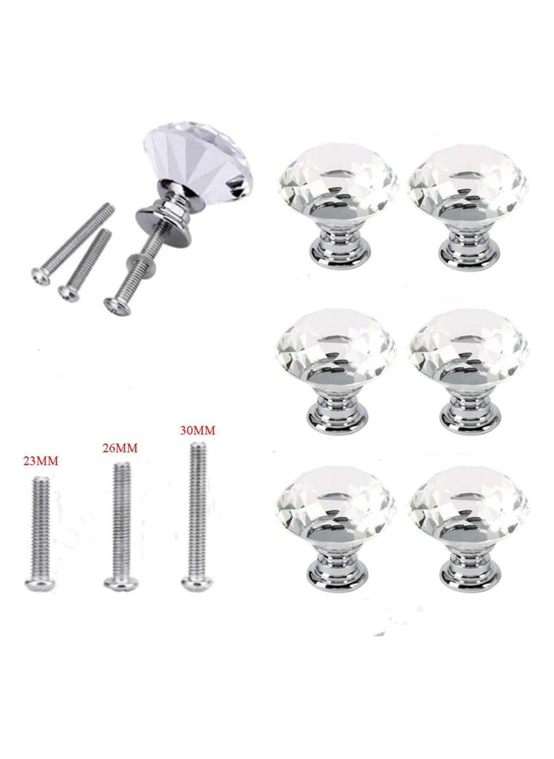 Oasisgalore 6 PCS 40MM Clear Crystal Glass Door Knobs Kitchen Cabinet Drawer Knobs with Screws for Home Office  - Image 2