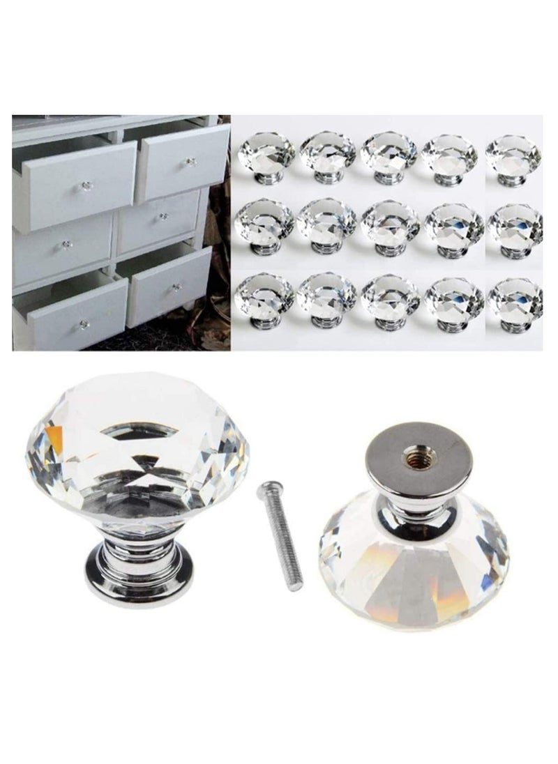 Oasisgalore 6 PCS 40MM Clear Crystal Glass Door Knobs Kitchen Cabinet Drawer Knobs with Screws for Home Office  - Image 3