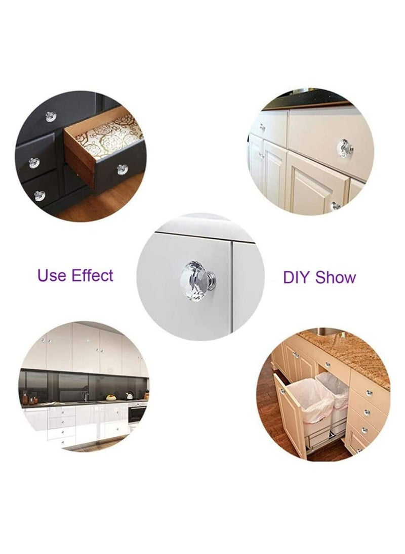 Oasisgalore 6 PCS 40MM Clear Crystal Glass Door Knobs Kitchen Cabinet Drawer Knobs with Screws for Home Office  - Image 4