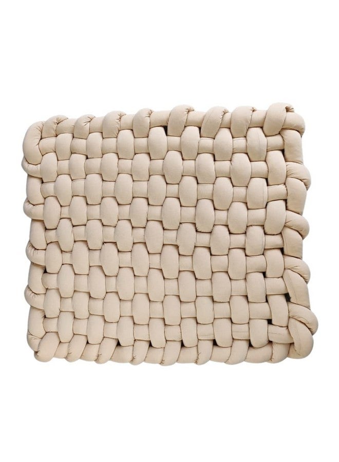 Wonder Space Knotted Braided Plush Mat, Baby Infant Newborn Sleeping Tummy Time Playing Nursery Rug Knot Floor Cushion, Handmade Pure Soft Fabric, Fashion Cute Toddler Children Room Decor, Beige - Image 1