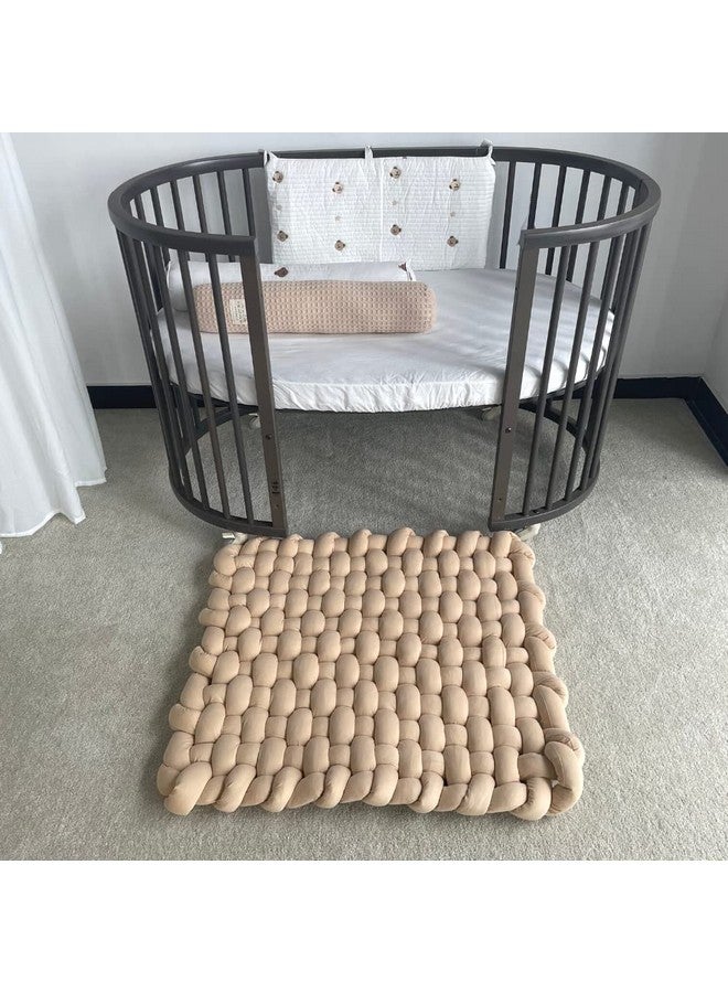 Wonder Space Knotted Braided Plush Mat, Baby Infant Newborn Sleeping Tummy Time Playing Nursery Rug Knot Floor Cushion, Handmade Pure Soft Fabric, Fashion Cute Toddler Children Room Decor, Beige - Image 5