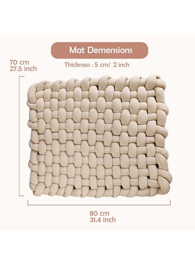 Wonder Space Knotted Braided Plush Mat, Baby Infant Newborn Sleeping Tummy Time Playing Nursery Rug Knot Floor Cushion, Handmade Pure Soft Fabric, Fashion Cute Toddler Children Room Decor, Beige - Image 4