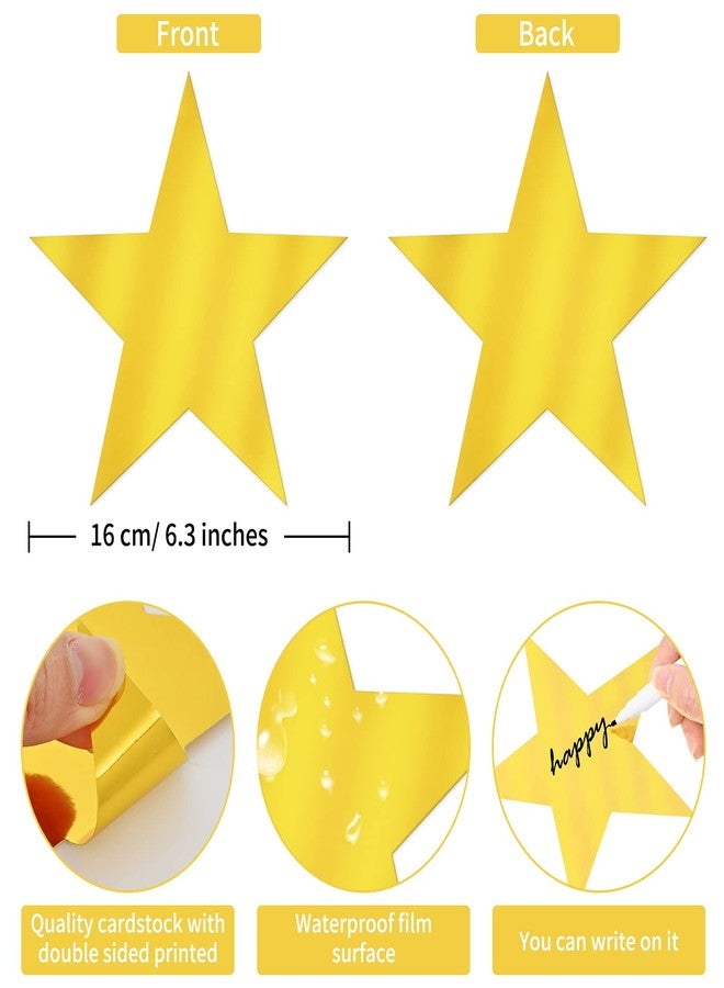 Lecferrarc 40 Pcs Metallic Star Cutouts Double Printed Paper Stars Decoration for Wedding Movie Night Party Supplies Bulletin Board Classroom Wall Decorations (Gold) - Image 2
