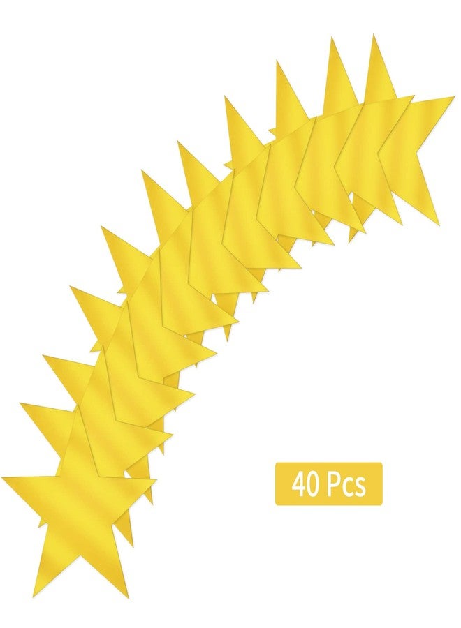 Lecferrarc 40 Pcs Metallic Star Cutouts Double Printed Paper Stars Decoration for Wedding Movie Night Party Supplies Bulletin Board Classroom Wall Decorations (Gold) - Image 4