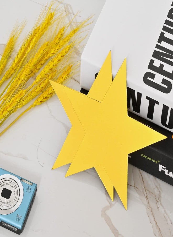 Lecferrarc 40 Pcs Metallic Star Cutouts Double Printed Paper Stars Decoration for Wedding Movie Night Party Supplies Bulletin Board Classroom Wall Decorations (Gold) - Image 3