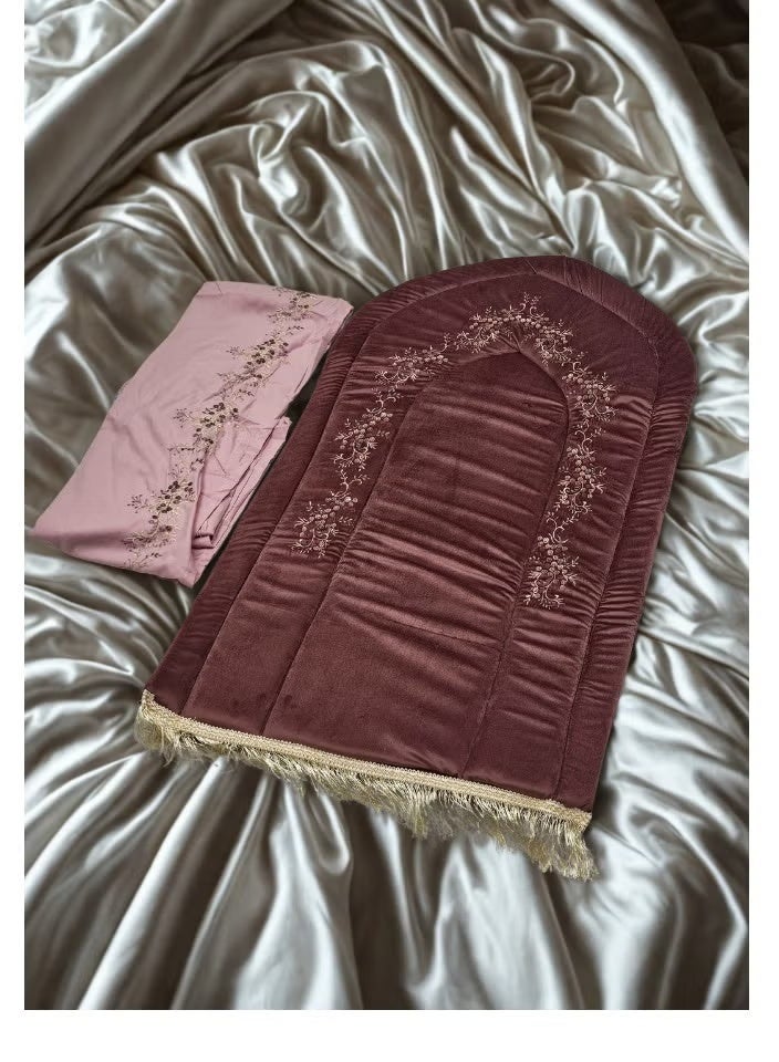 Smart 2030 Comfortable Foam Padded Prayer Rug with Sheet, Islamic Design Embossed Prayer Rug and Prayer Sheet/Prayer Mat 70X110cm, Jalal Size 200X250cm - Image 1