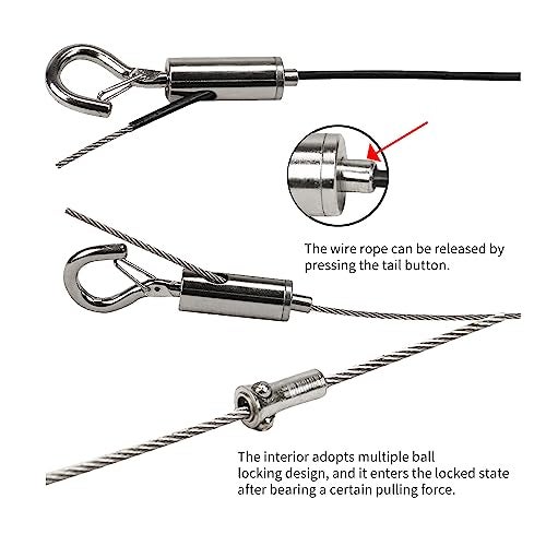 YQL Portable Hook & Eye Turnbuckle Tension for 1/16-3/32 Galvanized /304/316 Stainless Steel Cable Guide Wire Rope light hanging Suspension Accessories Pack-6 - Image 4