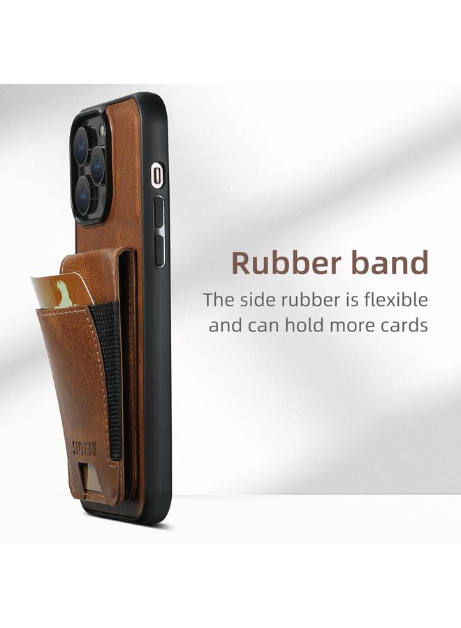 Suteni Case For iPhone 16e H03 Oil Wax Leather Wallet Stand Back Phone Case - Image 2